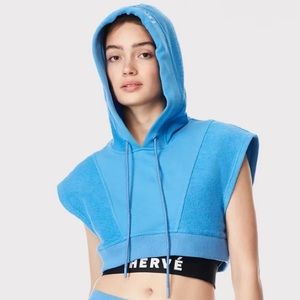 Hervé by Hervé Léger Hooded Crop Top